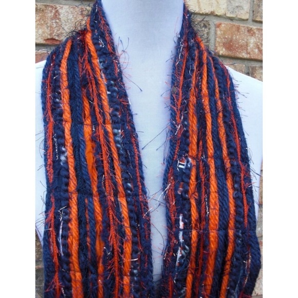 AUBURN TIGERS Scarf Handmade War Eagle Game Day Orange Blue Eyelash Yarn - Picture 3 of 6